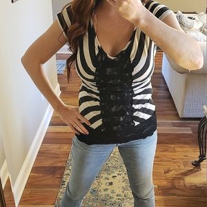 Daytrip Striped tee with lace